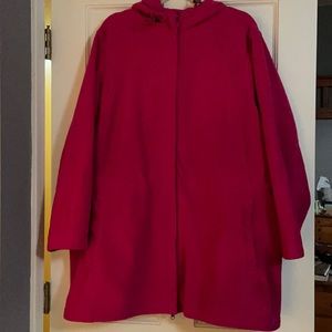 Lands End 3X Long Fleece Jacket, Drawstring Waist and Hood